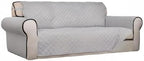 PureFit Reversible Quilted Couch Covers for Dogs Oversized Sofa Cover 78” | Light Gray/Light Gray, Water Resistant Couch Protector, Washable Pet Couch Cover with Non Slip and Elastic Straps For Kids