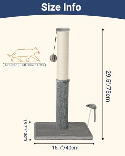Happi N Pets Tall Cat Scratching Post, Large Cat Scratchers for Indoor Cats - Image 3