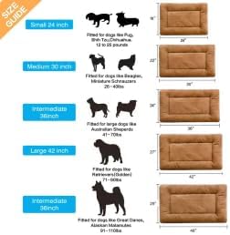 Dog Beds Crate Pad for Extral Large Dogs Fit Metal,Ultra Soft, Washable & Anti-Slip Kennel Pad for Dogs Cozy Sleeping Mat,Camel 48inch