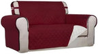 PureFit Reversible Quilted Couch Covers for Dogs Loveseat Sofa Cover 46.5” | Red/Ivory, Water Resistant Couch Protector, Washable Pet Couch Cover with Non Slip and Elastic Straps For Kids