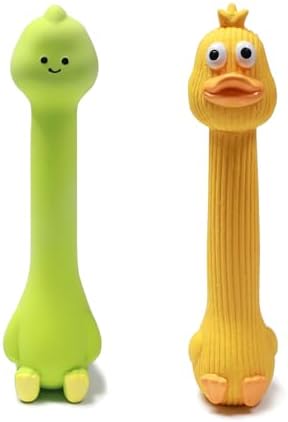 SCHITEC Squeaky Dog Toys, [2 Pack] Squawking Latex Toy with Interactive Squeaker, Squeak Rubber Duck Chicken for Medium Small Dogs by SCHITEC