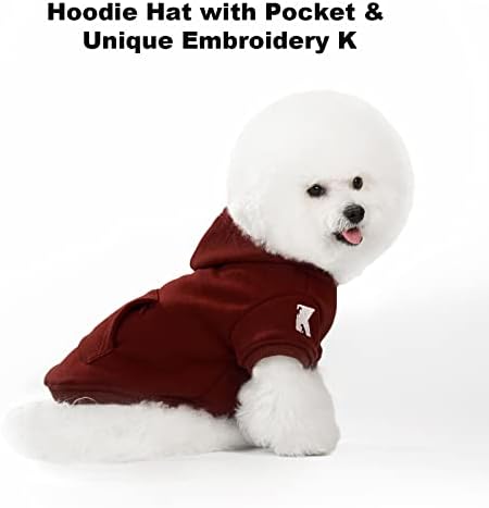 Koneseve Dog Hoodie Fleece Puppy Clothes Warm Sweater with Hat for Small Dogs Cat Hooded Shirt Kitten Pet Basic Hoodies Sweatshirt with Pocket Doggie Soft Winter Coat Apparel (Red; M) - Image 4