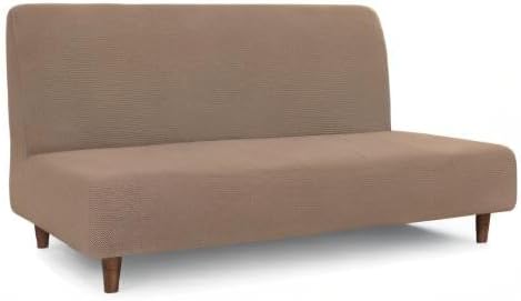 Easy-Going 100% Waterproof Futon Cover, Stretch Futon Slipcover Medium | Dual Waterproof Armless Futon Couch Cover, Leakproof Sofa Bed Furniture Protector for Kids Pets Dog Cat, Camel