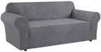 H.VERSAILTEX Stretch Sofa Covers for 3 Cushion Couch Covers Sofa Slipcovers for Living Room Feature Thick Checked Jacquard Fabric with Elastic Bottom, Sofa X-Large - Grey