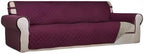 PureFit Reversible Quilted Couch Covers for Dogs Sofa Cover 4 Seater 88" | Wine/Beige, Water Resistant Couch Protector, Washable Pet Couch Cover with Non Slip and Elastic Straps For Kids
