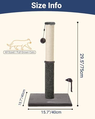 Happi N Pets Tall Cat Scratching Post, Large Cat Scratchers for Indoor Cats - Image 3