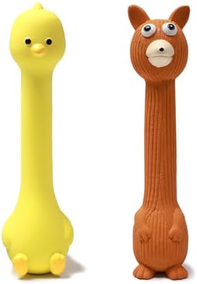 SCHITEC Squeaky Dog Toys, [2 Pack] Squawking Latex Toy with Interactive Squeaker, Squeak Rubber Duck Chicken for Medium Small Dogs by SCHITEC