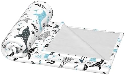 Whales Throw Blanket Lightweight Warm Sharks Flannel Fleece Blankets Cozy Soft Air Conditioning Blanket Gifts for Women Men Girls Boys 60"x50" - Image 7