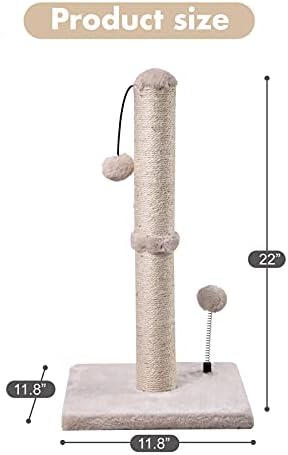 MECOOL Cat Scratching Post Premium Basics Kitten Scratcher Sisal Scratch Posts with Hanging Ball 22in for Kittens or Smaller Cats (22 inches for Kitten, Beige) - Image 4
