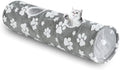 Straight Cat Tunnel for Indoor Cats 47"x12", Grey Paw by Yaning
