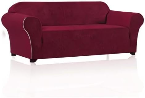 Stretch Sofa Cover Slipcover Couch Covers for 3 Cushion Couch Furniture Protector Sofa Covers with Non Slip Elastic Bottom Dogs Pet Friendly Fitted(Sofa, Burgundy)
