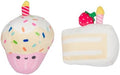 Pearhead Happy Birthday Cake Cat Toy Set, Stuffed Birthday Cake and Cupcake Cat Toys with Catnip and Squeakers, Interactive Fun Kitten Toys, Pet Owner Pet Birthday Gift, Ideal for Cat Lovers, Set of 2 by Pearhead