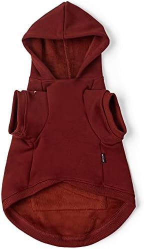Koneseve Dog Hoodie Fleece Puppy Clothes Warm Sweater with Hat for Small Dogs Cat Hooded Shirt Kitten Pet Basic Hoodies Sweatshirt with Pocket Doggie Soft Winter Coat Apparel (Red; XL) - Image 2