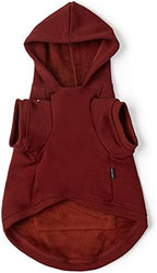Koneseve Dog Hoodie Fleece Puppy Clothes Warm Sweater with Hat for Small Medium Dogs Cat Hooded Shirt Kitten Pet Basic Sweatshirt with Pocket Doggie Soft Winter Coat Apparel (Red; 2XL) - Image 2