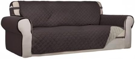PureFit Reversible Quilted Couch Covers for Dogs Oversized Sofa Cover 78” | Chocolate/Beige, Water Resistant Couch Protector, Washable Pet Couch Cover with Non Slip and Elastic Straps For Kids