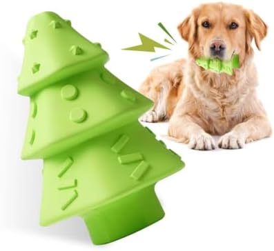Christmas Dog Toys,Christmas Tree Shape Dog Chew Toys for Aggressive Chewers,Indestructible Tough Durable Squeaky Dog Toys,Puppy Dog Chew Toys for Small Medium Large Breed by Wunive