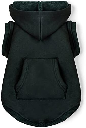 Koneseve Dog Hoodie Fleece Puppy Clothes Warm Sweater with Hat for Small Dogs Cat Hooded Shirt Kitten Pet Basic Sweatshirt with Pocket Doggie Soft Winter Coat Apparel (Green; M) by Koneseve