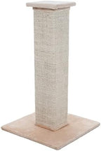 Cat Scratching Post with Carpeted Base - 27.75-Inch Sisal Burlap Fabric Scratcher - Furniture Scratching Deterrent for Indoor Cats by PETMAKER (Beige) by PETMAKER