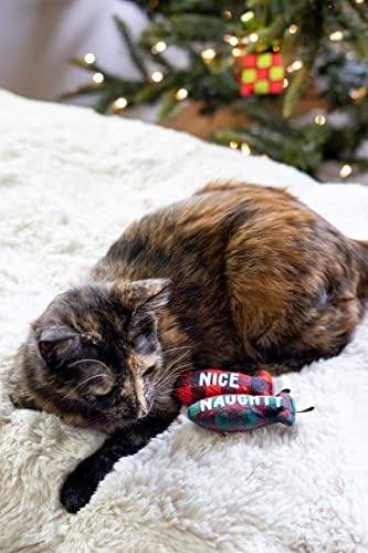Pearhead Naughty Or Nice Christmas Cat Toy Set, Holiday Pet Owner Gift, Christmas Must Have Toy Set, Cat Teaser Toy, with Catnip Pouch, Set of 2 - Image 4