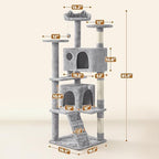 Yaheetech 62in Cat Tree Tower, Double Condo, Multi Platforms, Scratch Posts - Image 3