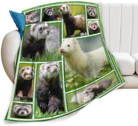 Ferret Blanket for Girls Women Boys Men Adults Kids Soft Cozy Fleece Cute Ferrets Throw Blankets Gifts Warm Flannel Plush Lightweight Decor for Couch Bed Sofa 60"X50" - Image 2
