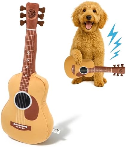 PUPROAR Guitar Dog Toy, Funny Plush Squeaky Puppy Gift, A Birthday Dog Toy & Unique Present for Small, Medium & Large Breeds by PUPROAR