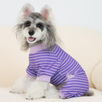 XPUDAC 4 Pack Dog Pajamas Striped Dog Clothes for Small Medium Dogs Girl Boy Comfy Puppy Outfit Doggy Jammies Onesie Pet Costume, Purple, Pink, Orange, S - Image 4