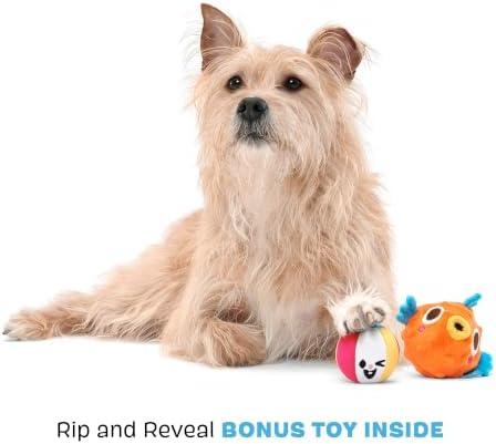 BARK AIR Head RIP N Reveal Squeaky Plush Dog Toy, Orange, X-Small/Small - Image 5