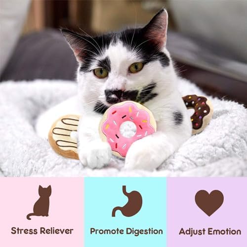 CiyvoLyeen Plush Donut Catnip Toys for Indoor Cats 6 Pack - Image 4