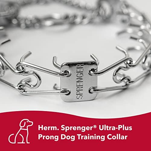 Herm SPRENGER Ultra-Plus Prong Dog Training Collar, 4 mm x 21" Neck Size, 4 mm x 25" Chain Length, Steel Chrome Plated Dog Prong Collar, Pinch Collar for Dogs, Dog Correction Collar