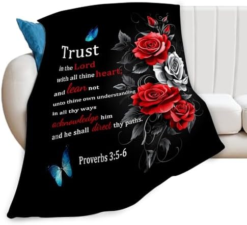 Christian Blanket Bible Verse Throw Blanket Red Rose Inspirational Religious Spiritual Gifts for Girls Boys Kids Adults Women Men Soft Cozy Plush Fluffy Fuzzy Fleece Blanket Decor 60''X80'' - Image 7