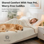 LOOBANI Waterproof Dog Blanket for Couch, Soft Couch Cover 50" x 60" Beige - Image 2