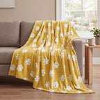 Horaldaily Ginger Yellow Dog Paw Shape 3D Textured Throw Blanket 60x80 by Horaldaily