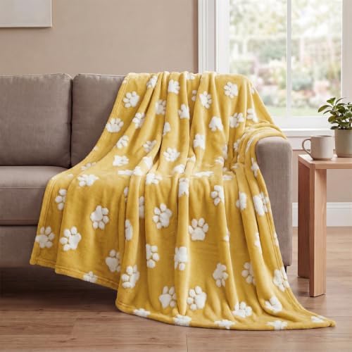 Horaldaily Ginger Yellow Dog Paw Shape 3D Textured Throw Blanket 60x80 by Horaldaily