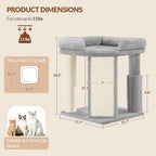 Small Cat Tree with Cat Scratching Post, 18.9 in Tower Light Gray - Image 5