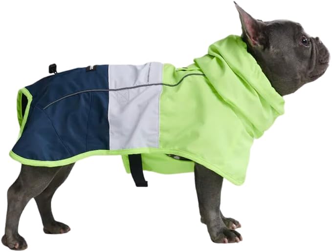 Spark Paws Dog Raincoat, Waterproof Windproof Rain Jacket, for Small Medium Large Extra Large Dogs, Reflective Breathable Full-Body Coverage Dry Suit - Neon White Navy Blue, XL