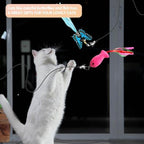 Retractable Cat Toy Wand 12 Packs Interactive Cat Feather Toys - Image 2