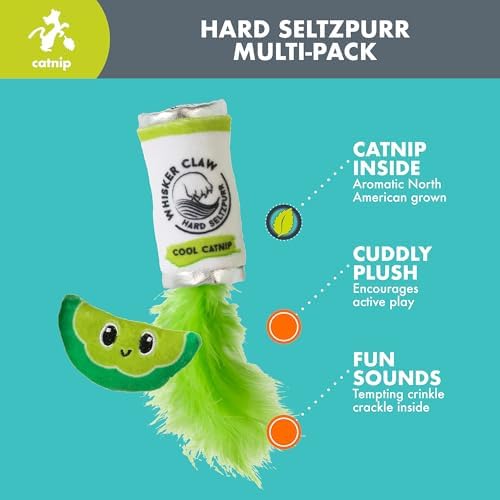 Quirky Kitty Whisker Claw and Lime Catnip Crinkle Plush Cat Toy, Pack of 2 - Image 2