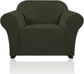 Stretch Chair Covers for Living Room, Washable Armchair Slipcovers, Fitted Chair Slip Cover Jacquard Small Checked Furniture Protector with Elastic Bottom(Armchair 31"-40",Olive)