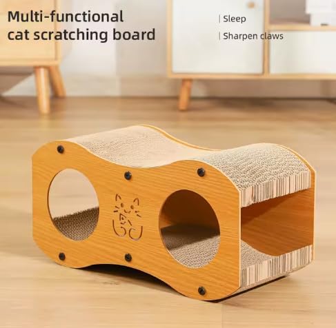 Cat Scratcher | Cardboard Cats Scratcher House | 23-Inch Cat Scratcher for Indoor Cats | Wavy Scratcher for Play, Scratch and Rest | Kitten Scratching Board Pad | Multi-functional lounge and play tunnel, durable corrugated pad, furniture protection, sa...