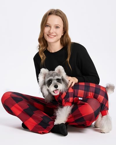 XPUDAC Christmas Dog Pajamas for Small Dogs Puppy Clothes Pjs, Plaid Medium - Image 2
