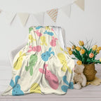 Colorful Easter Rabbit Throw Blanket, Pink Blue Green Yellow Bunny Blanket, Warm Soft Fleece Blanket, Spring Lightweight Flannel Blankets for Couch Sofa Bed Living Room 50"x40" - Image 4