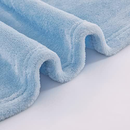 Light Blue Fleece Plush Throw Blanket 50"x70"for Couch Fuzzy Cozy Flannel - Image 4