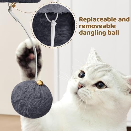 Yaheetech Small Cat Tree 23.5in for Kittens & Senior Cats, Low Profile Gray - Image 5