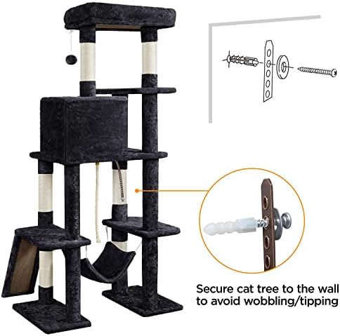 Yaheetech 63in Sturdy Large Cat Tree for Indoor Heavy Cats, Tall Tower - Image 4