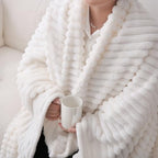 Cream White Fleece Throw Blanket 50”×60” for Couch Sofa Livingroom - Image 4