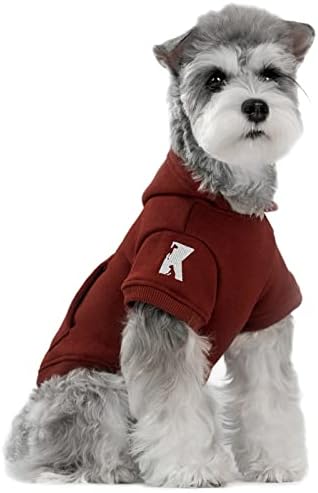 Koneseve Dog Hoodie Fleece Puppy Clothes Warm Sweater with Hat for Small Dogs Cat Hooded Shirt Kitten Pet Basic Hoodies Sweatshirt with Pocket Doggie Soft Winter Coat Apparel (Red; M) - Image 5