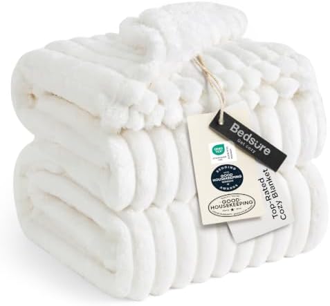 Bedsure Soft Cozy Cal King Size Blanket for Bed Off White 102"x96" by BEDSURE