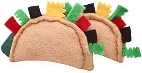 Glaciart One Felt Taco Cat Toys with Catnip, 2 Pcs Cute Wool Cat Toy for Interaction and Boredom Relief, Encourages Exercise, Exploring and Play by GlaciartOne