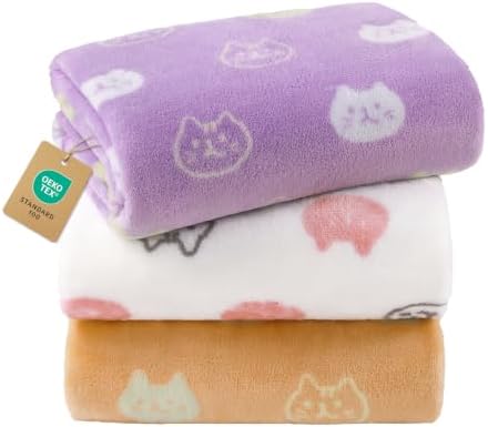 Luciphia 3 Pack Cute Cat Blankets Cozy Small Throw for Pet Puppy,30"x20" by luciphia